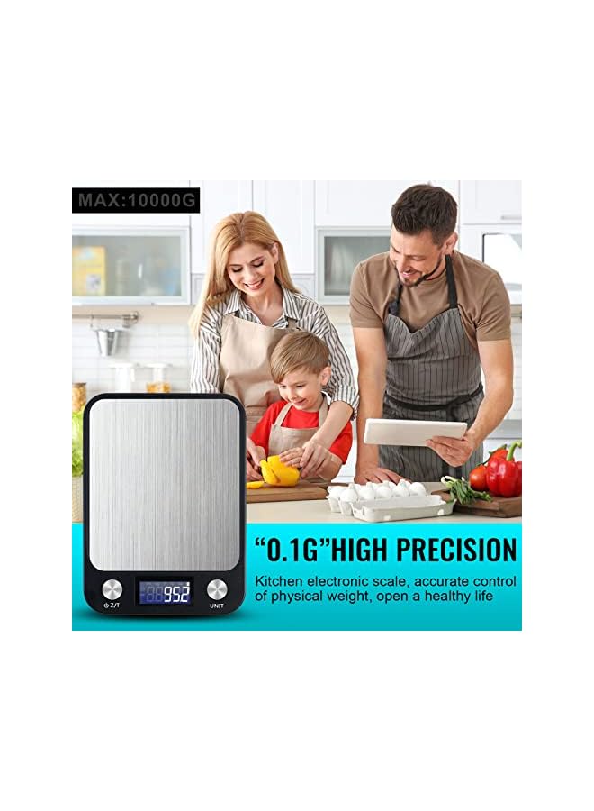 promass Digital Kitchen Scale Multifunction Food Scale, Touch Button, Ultra Slim with Large LCD Display, 11lb/5kg, 22lb/5kg, Stainless Steel (Batteries Included) (10000g/1g) - Image 3