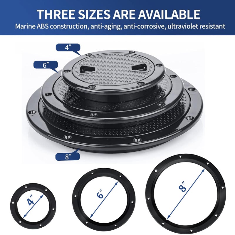 Smart Marine 4 inch Boat Hatch Cover Black Round Non Slip Inspection Hatch 4" 6" 8" (4"),Deck Hatch - Image 5