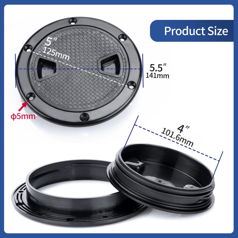 Smart Marine 4 inch Boat Hatch Cover Black Round Non Slip Inspection Hatch 4" 6" 8" (4"),Deck Hatch - Image 4