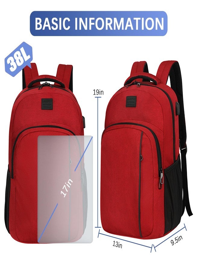 LARIPOP Travel Laptop Backpack,15.6 Inch Business Laptop backpack for Men Women with USB Charging Port,Laptopack Weekender, Dark Red, 15.6inch - Image 2