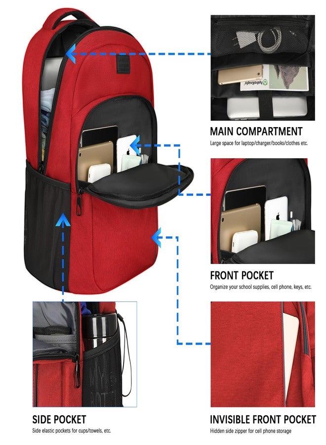 LARIPOP Travel Laptop Backpack,15.6 Inch Business Laptop backpack for Men Women with USB Charging Port,Laptopack Weekender, Dark Red, 15.6inch - Image 3