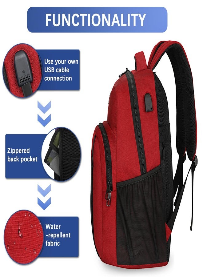 LARIPOP Travel Laptop Backpack,15.6 Inch Business Laptop backpack for Men Women with USB Charging Port,Laptopack Weekender, Dark Red, 15.6inch - Image 4