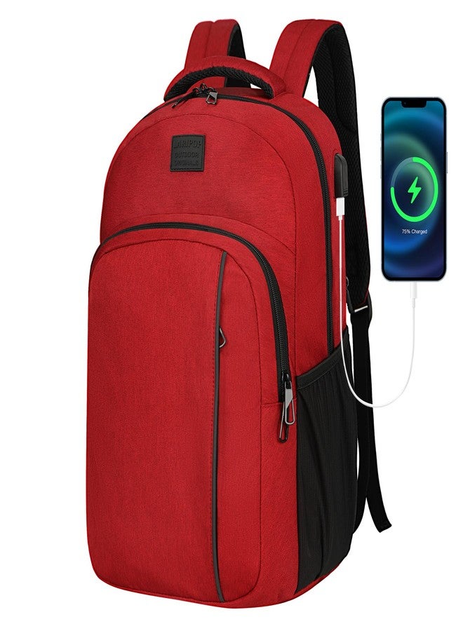 LARIPOP Travel Laptop Backpack,15.6 Inch Business Laptop backpack for Men Women with USB Charging Port,Laptopack Weekender, Dark Red, 15.6inch - Image 1