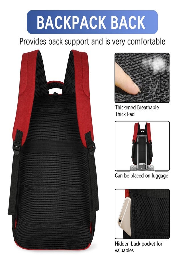 LARIPOP Travel Laptop Backpack,15.6 Inch Business Laptop backpack for Men Women with USB Charging Port,Laptopack Weekender, Dark Red, 15.6inch - Image 5