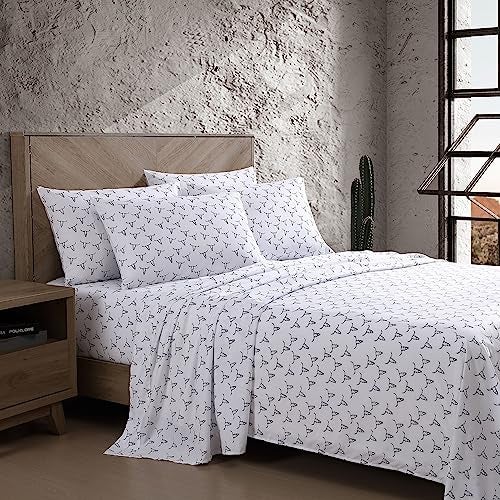 Wrangler Full Size Sheet Set UltraSoft Lightweight Bedding Lightweight for Year Round Comfort Deep Pockets Bed Sheets with Matching Fitted Pillowcases Steer Skulls Black - Image 3