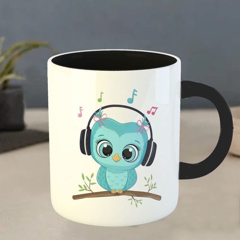 YaaNaa Printed Coffee Mug Owl Theme Owl Music Birthday Gift Return Gift Gifts for Friends Gifts for BoysGirls R2142BK - Image 4