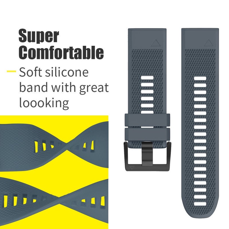 ANCOOL for Fenix 5/Fenix 6/Fenix 7 Band 22mm Silicone Watch Band for Fenix 8 Fenix E 47mm/Fenix 5 Plus/Fenix 6 Pro/Fenix 7 Pro/Forerunner 935(Slate) - Image 5