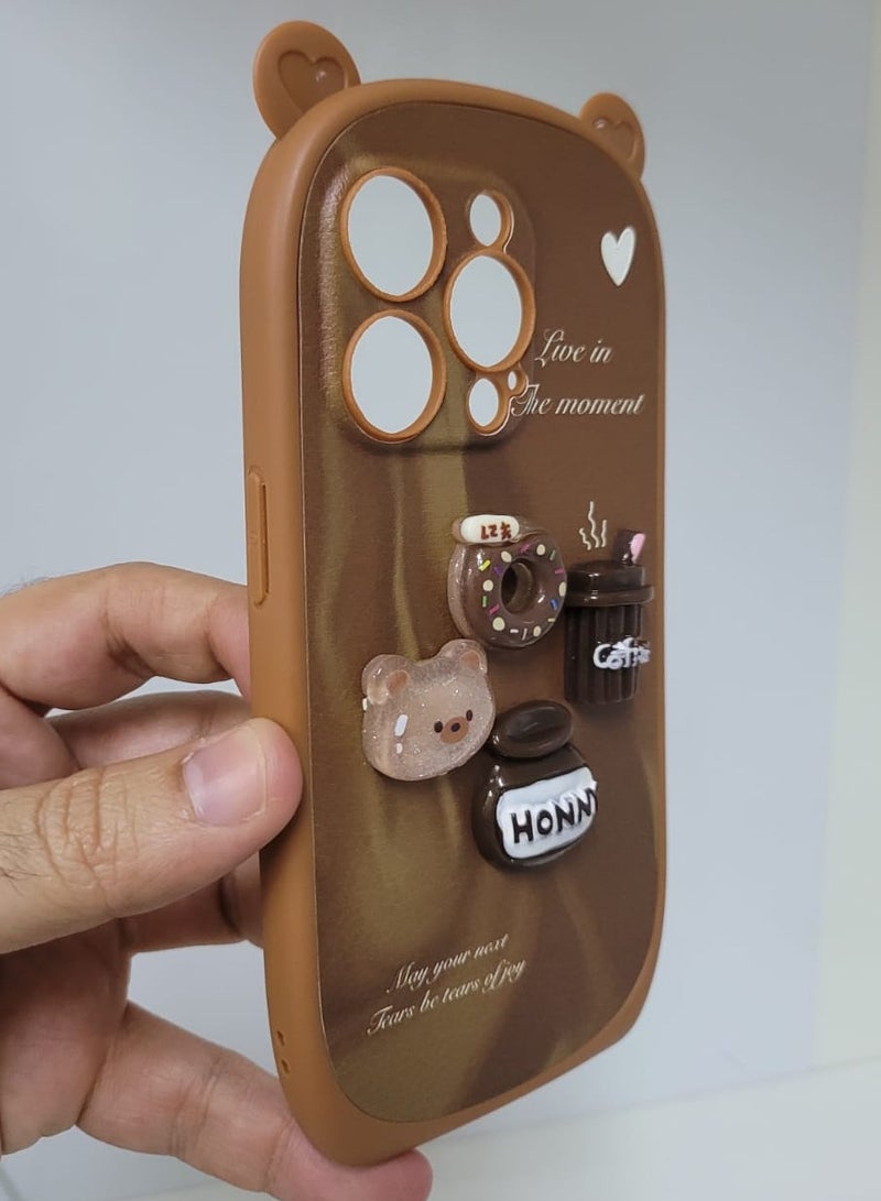 iPhone 14 Pro Cartoon design case for girls & women Brown Colour - Image 2