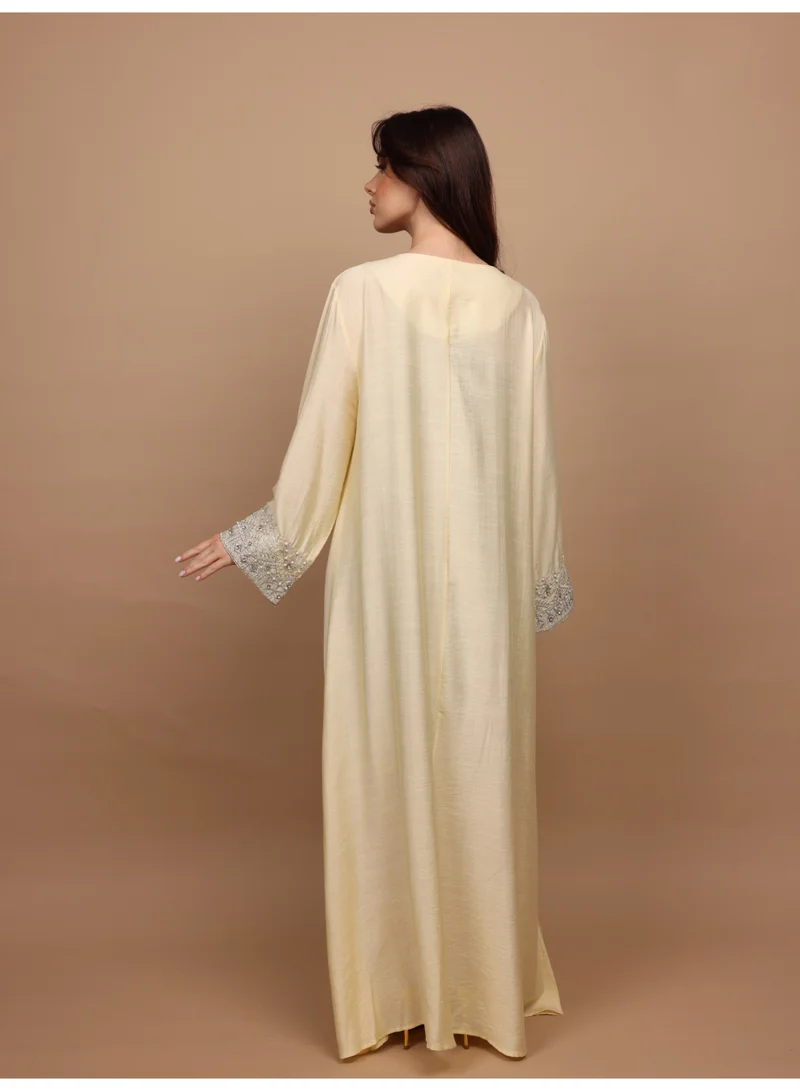 IKKXA  IKKXA Regal Silver Threaded Jalabiya IK6043 Yellow for Women | Best Price UAE