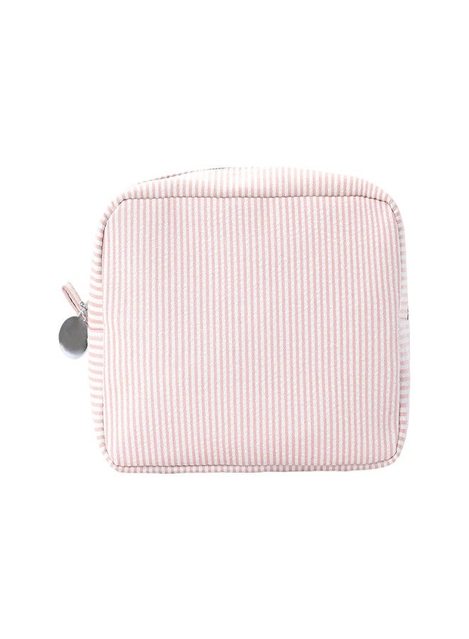 Laikoutd Travel Makeup Bag Small Cosmetic Organizer, Striped Toiletry Bag With Zipper – Portable For Purse, Skincare & Brushe - Image 1