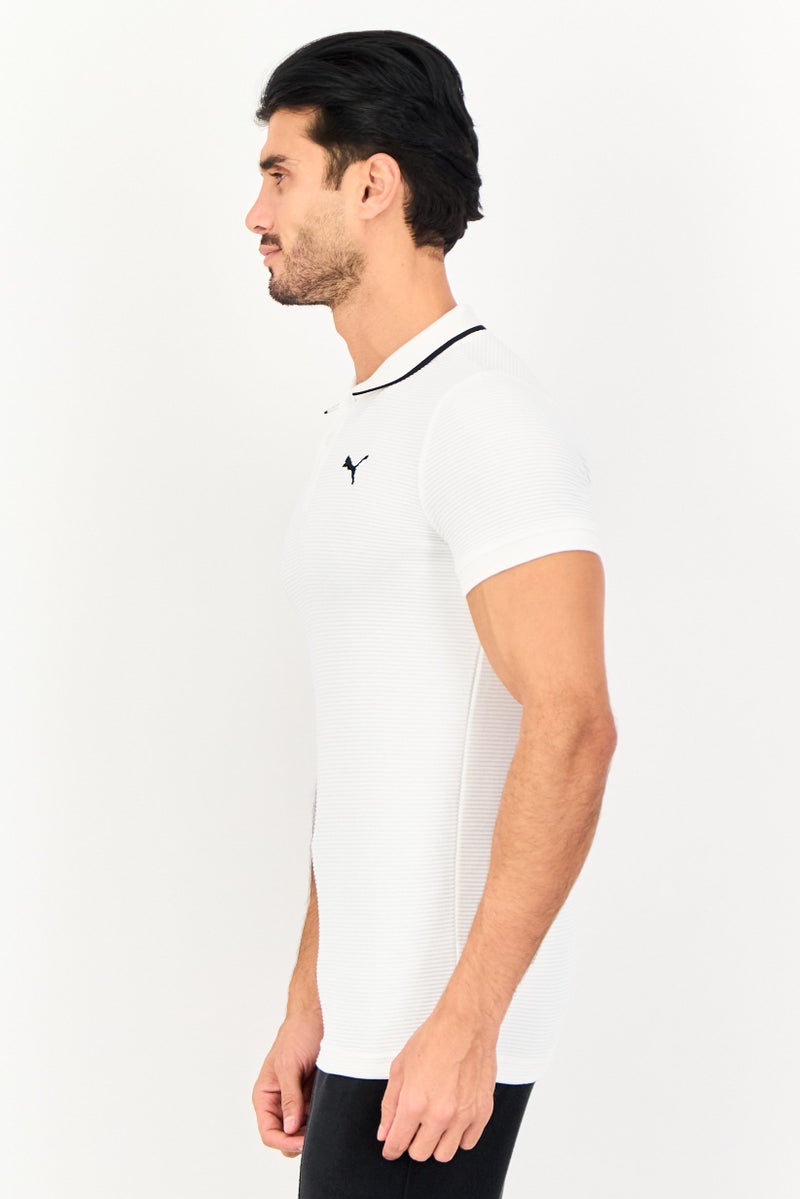 PUMA Men Slim Fit Short Sleeve Ottoman Outdoor Polo Shirt, White - Image 4