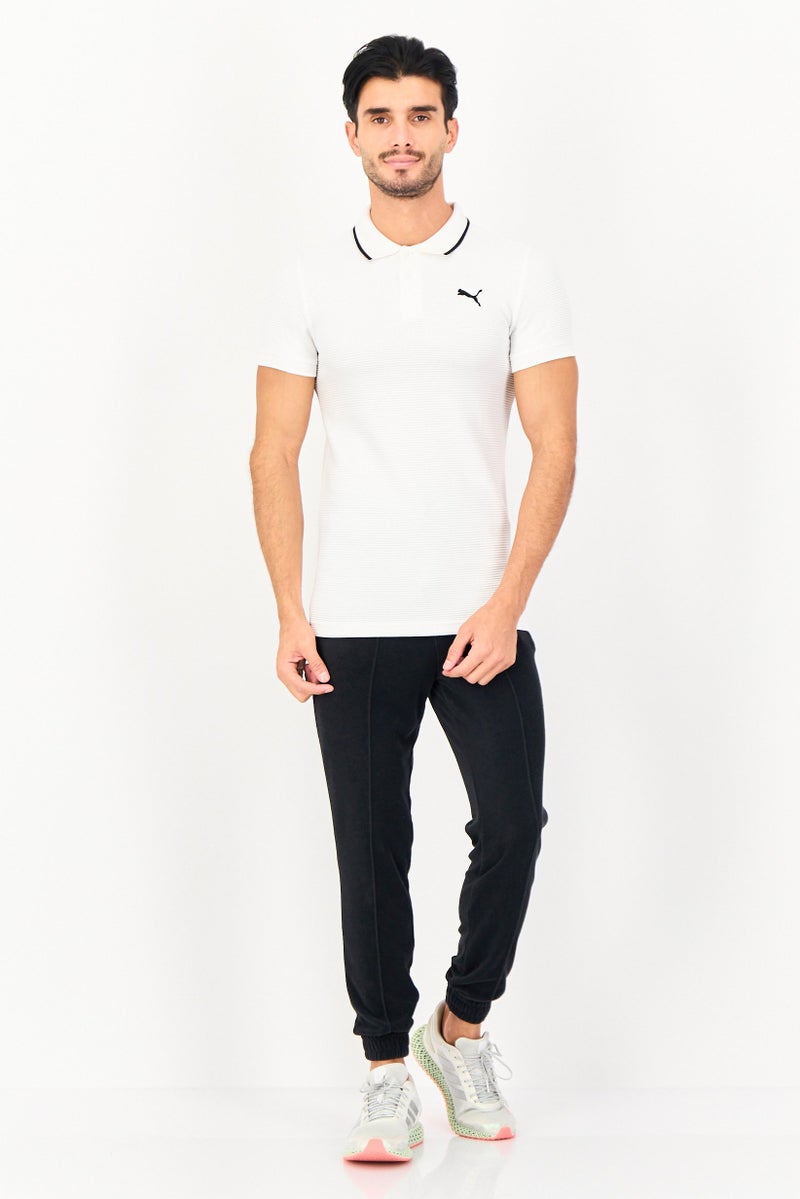 PUMA Men Slim Fit Short Sleeve Ottoman Outdoor Polo Shirt, White - Image 3
