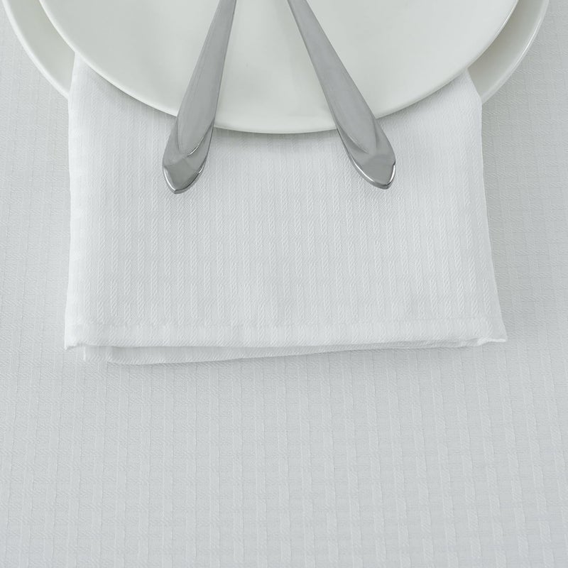 maxmill Cloth Napkins 20 x 20 Inch Weaved Texture Pattern Soft Comfortable and Luxury Serviette for Restaurant Family Dinners Weddings Parties and Banquets Set of 4 Pieces White - Image 3