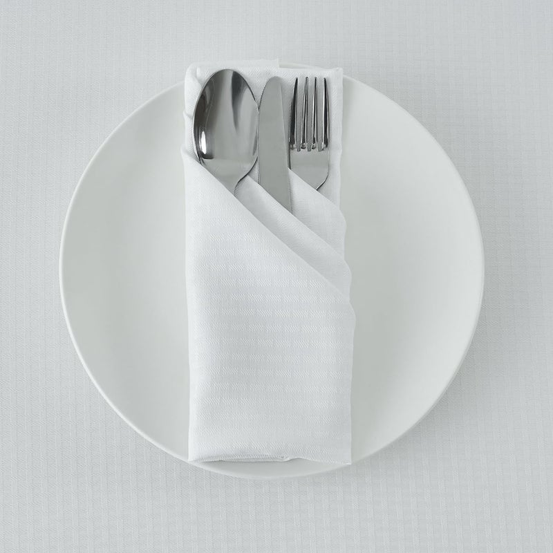 maxmill Cloth Napkins 20 x 20 Inch Weaved Texture Pattern Soft Comfortable and Luxury Serviette for Restaurant Family Dinners Weddings Parties and Banquets Set of 4 Pieces White - Image 5