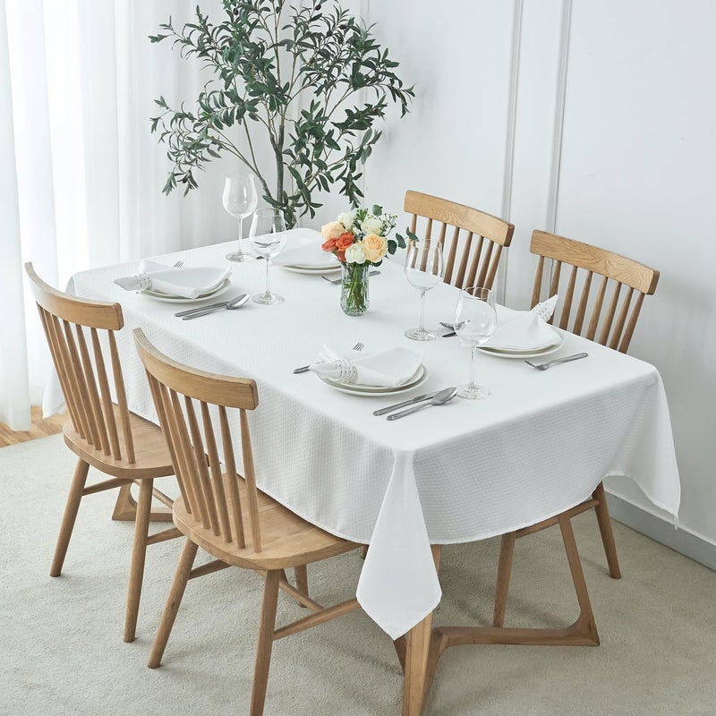 maxmill Cloth Napkins 20 x 20 Inch Weaved Texture Pattern Soft Comfortable and Luxury Serviette for Restaurant Family Dinners Weddings Parties and Banquets Set of 4 Pieces White - Image 2