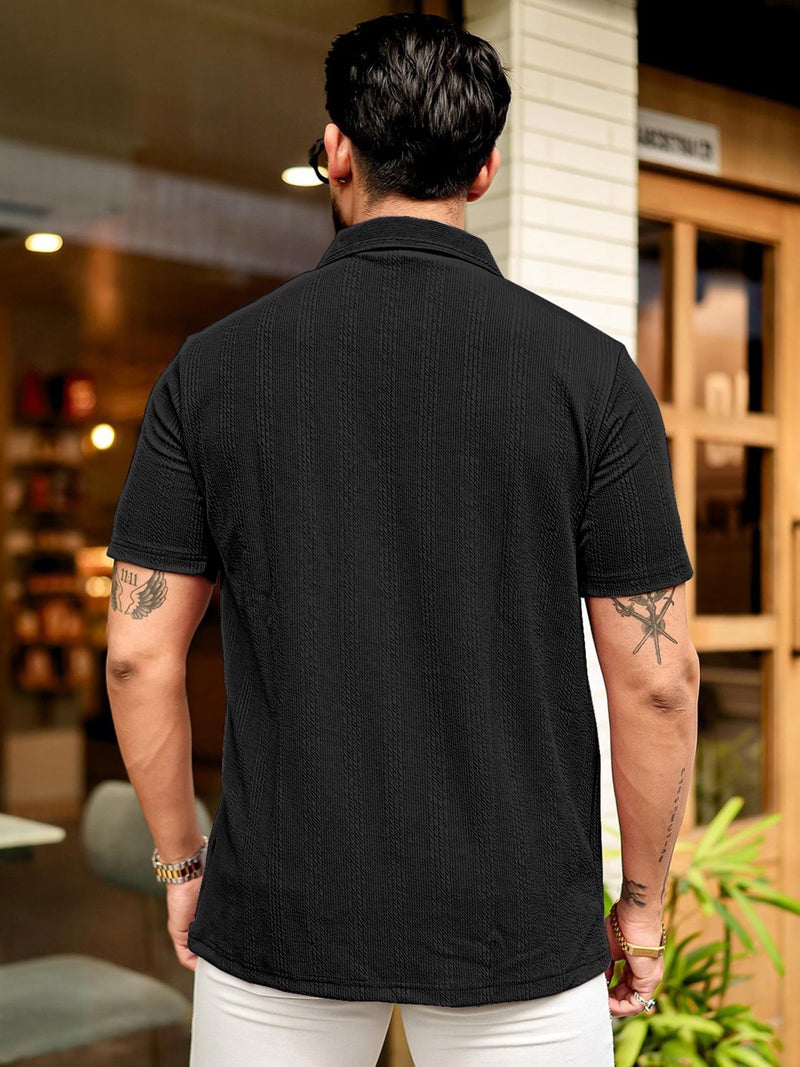 KAJARU Men's 95% Polyster 5% Cotton Regular Fit Polo T-Shirt with Short Sleeve and Zipper as Closure (POLO-8015-BLACK-XXL) - Image 5