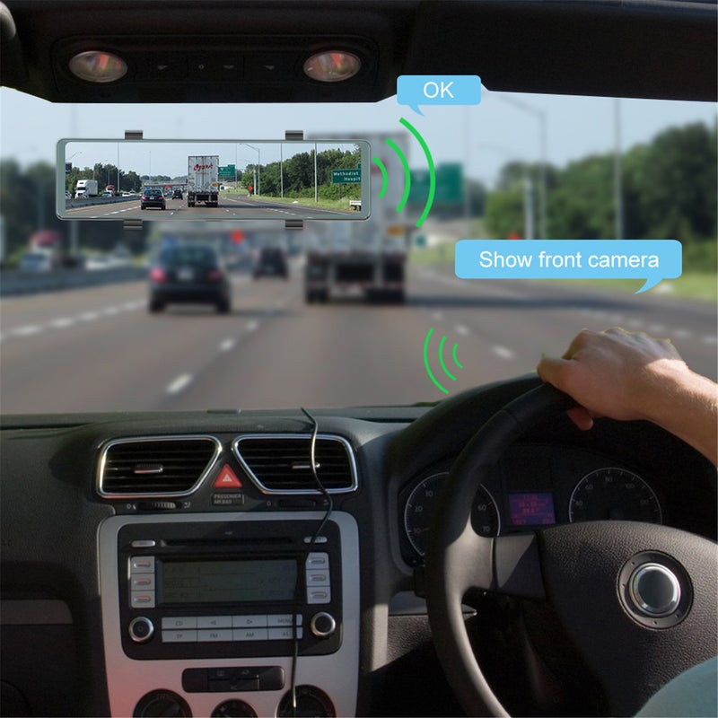 Mirror Dash Cam with Wireless Apple Carplay&Android Auto,11.26" Voice Control Rear View Mirror 1080P Front and Rear View Dual Cameras,FM Transmitter,Night Vision,Parking Assistance, WDR,Loop Recording - Image 5