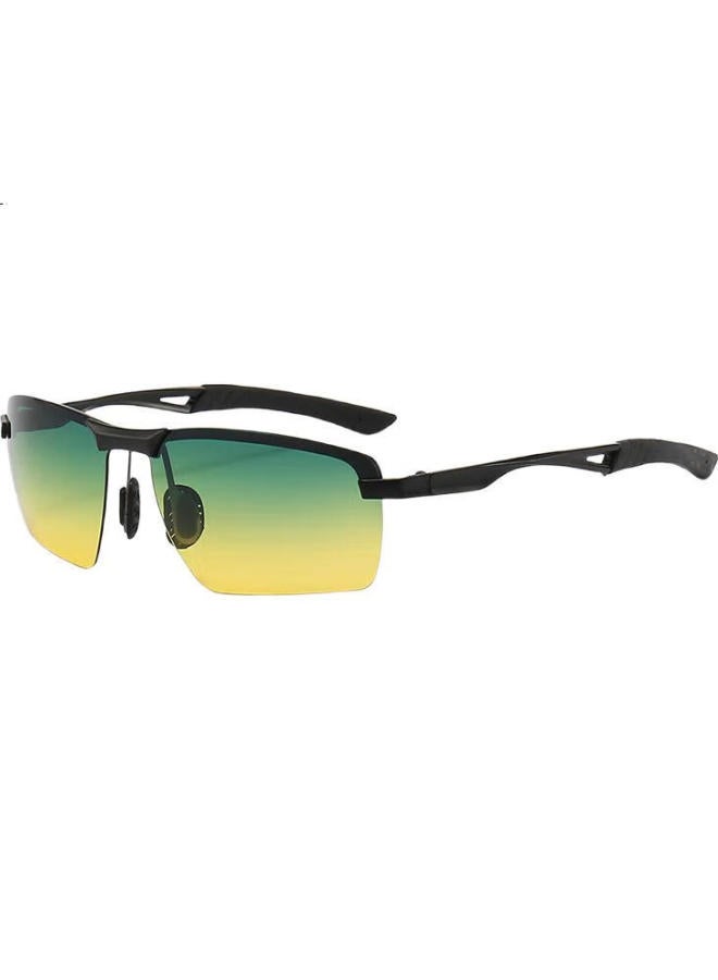 Shi Yun World Art Men'S Polarized Sunglasses For Driving High Definition Uv Protection Sunshade Fishing Black Frame Yellow Green Lens - Image 3
