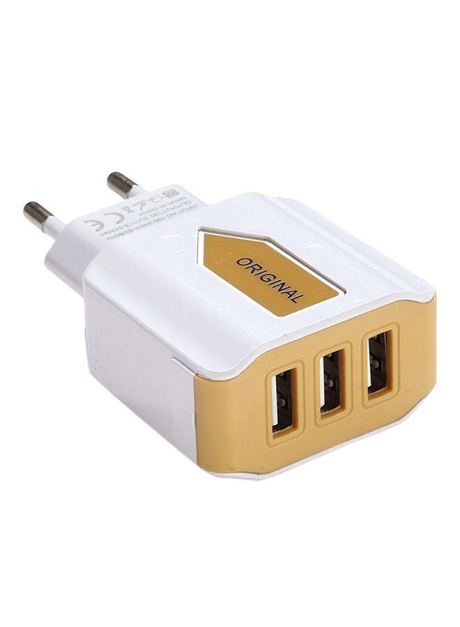 NIBEMINENT 3-Port USB Wall Charger White/Yellow - Image 1
