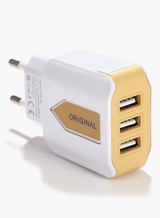 NIBEMINENT 3-Port USB Wall Charger White/Yellow - Image 3