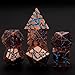 Maywin Cracked Rune Metal Dice Set for DND RPG Dark Fantasy Fractured Design Premium Heavy Metal Polyhedral Dice with Deep Engraved Numbers 7Piece Set Blue Arcane Vein - Image 2