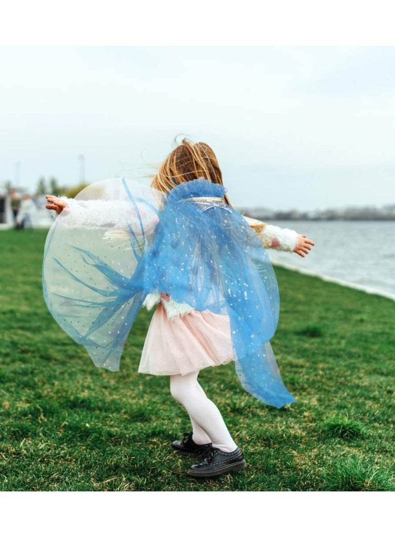 Excefore Princess Cape Set 7 Pieces Girls Princess Cloak with Tiara Crown, Wand for Little Girls Dress up - Image 4