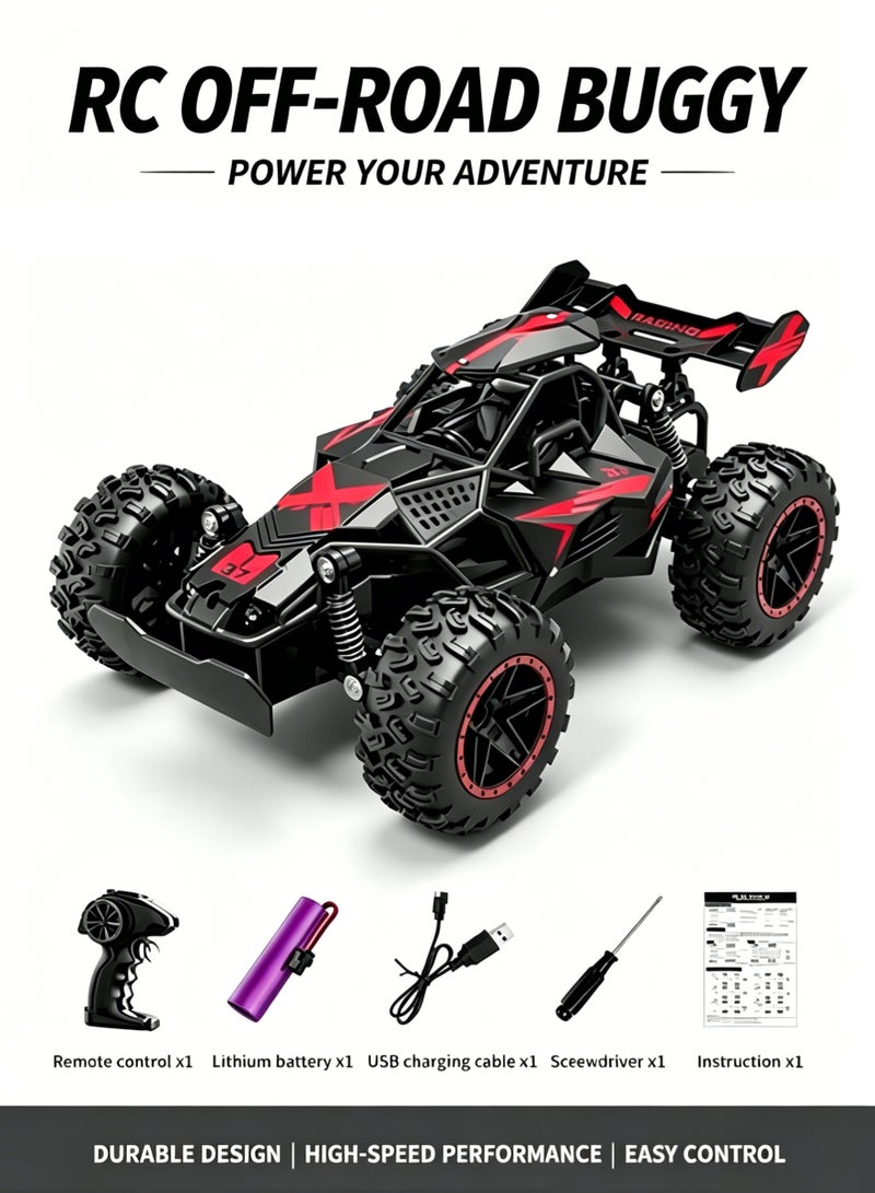 2.4GHz High-Speed Off-Road RC Car for Kids, Durable Remote Control Racing Buggy with Rechargeable Battery, All-Terrain Monster Truck with Anti-Slip Tires & Shock Absorbers, Ideal Gift for Boys & Outdoor Adventure Enthusiasts Ages 6+ - Image 3