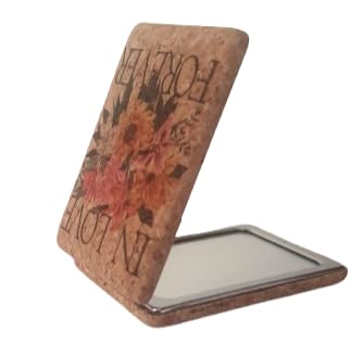 Rectangle Compact Mirror with Floral Design 2x1 Magnifying Glass  - Image 5