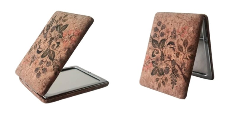 Rectangle Compact Mirror with Floral Design 2x1 Magnifying Glass  - Image 2
