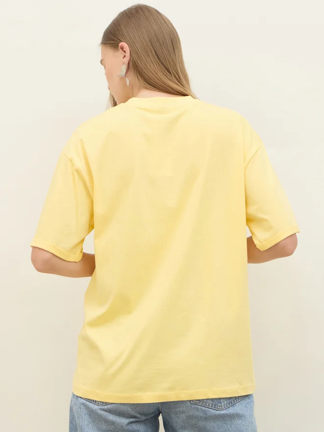 Styli Styli Oversized West Coast Embroidered Roll-Up Sleeves T-Shirt