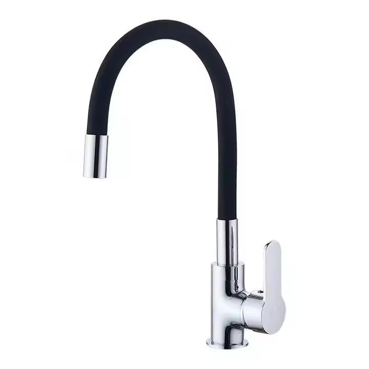 HEVASNEK Flexible Brass Swan Neck Silicone Swivel Basin Tap Faucet WashbasinKitchen Table Wall Mounted Hot Cold Shower Flow Flexible Chrome Finish Spout Kitchen Basin - Image 1