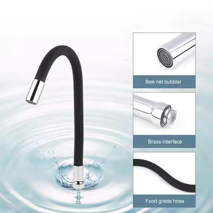 HEVASNEK Flexible Brass Swan Neck Silicone Swivel Basin Tap Faucet WashbasinKitchen Table Wall Mounted Hot Cold Shower Flow Flexible Chrome Finish Spout Kitchen Basin - Image 5