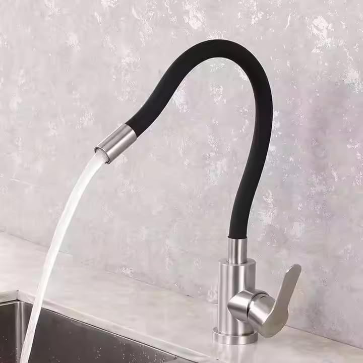 HEVASNEK Flexible Brass Swan Neck Silicone Swivel Basin Tap Faucet WashbasinKitchen Table Wall Mounted Hot Cold Shower Flow Flexible Chrome Finish Spout Kitchen Basin - Image 4