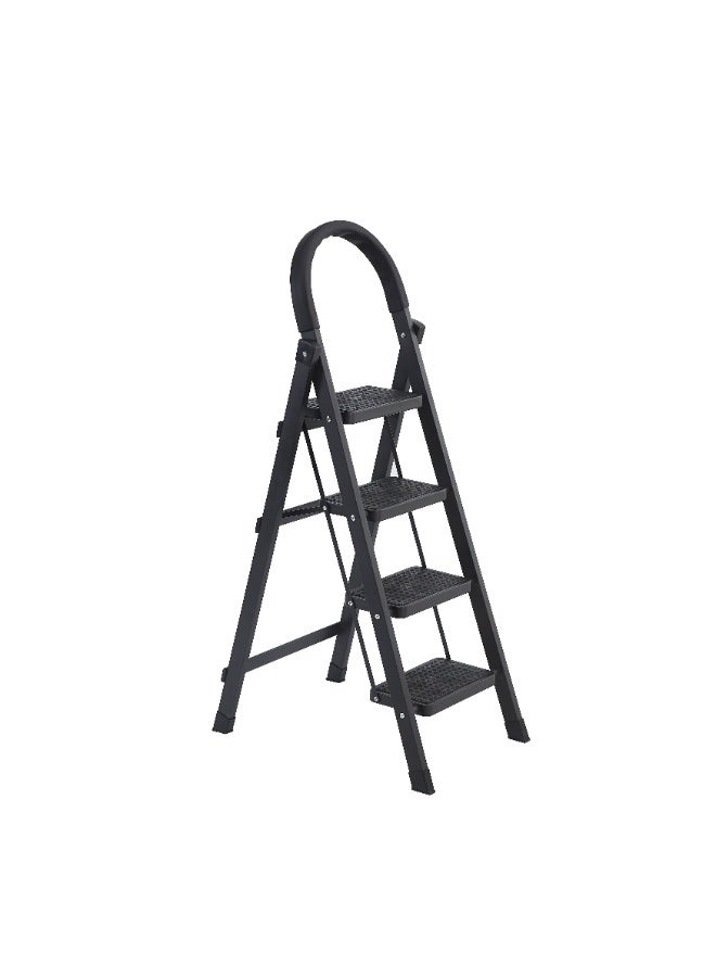 Nazara 4-Step Folding Ladder, Metal, Black - Image 5