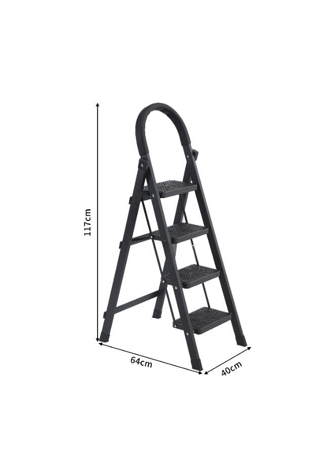 Nazara 4-Step Folding Ladder, Metal, Black - Image 3