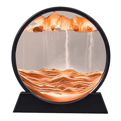 Yorten Moving Sand Art Picture on The Desk Around Glass 3D Deep Sea Sandscape in Motion Display Flowing Sand Frame Relaxing Desktop at Home Office Table Work Deco - Image 2