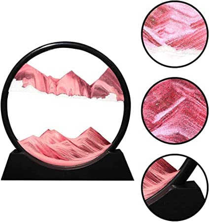 Yorten Moving Sand Art Picture on The Desk Around Glass 3D Deep Sea Sandscape in Motion Display Flowing Sand Frame Relaxing Desktop at Home Office Table Work Deco - Image 4