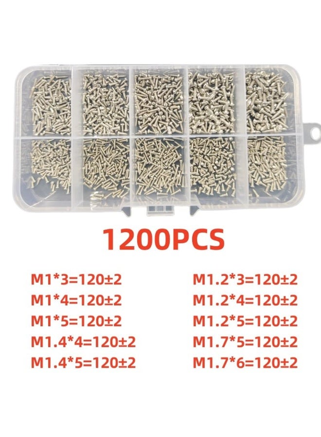 My Souq Store: 1200PCS Micro Screws Assortment Kit for Electronics, Glasses & Watch Repair - M1 to M1.7 Mixed Sizes. - Image 3