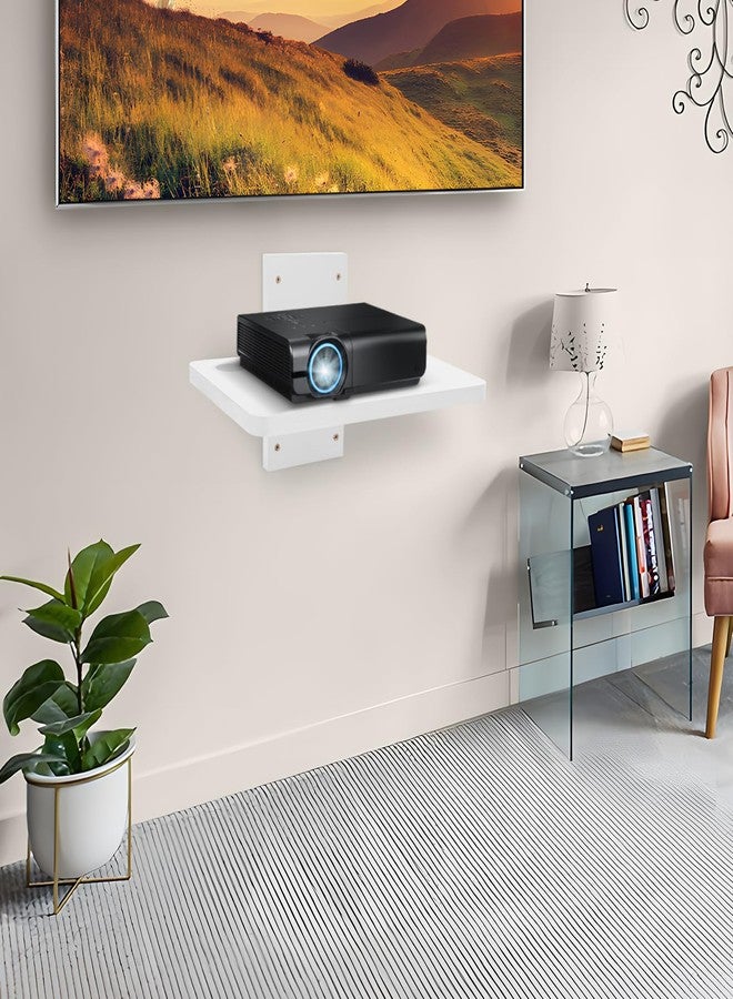 BEARUT Solid Wood White Mini Projector Mount and Wall Holder - Floating Shelf for Router, Modem, Cable Box - by Solid Wood - Image 4