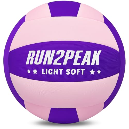 RUN2PEAK Super Soft Light Volleyball Safe and Quiet Fabric Volleyball Ball for Indoor Play Official Size 5 Kids Youth Beginners Lightweight Volleyballs Trainer for House Yard Training Practice - Image 1