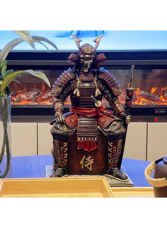 LOOYAR Medieval Ancient Samurai Undead Warrior Resin Statue Ornament Figurine Craft for Home Living Room Porch Decoration Office Desk Desktop Table Arrangement Gift (Blue) - Image 5