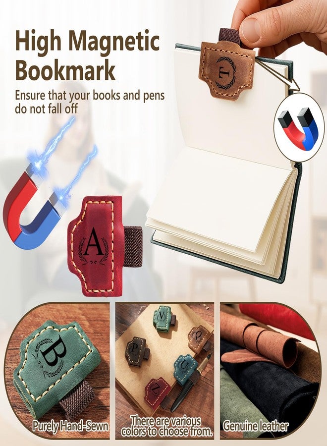 Aebgsa Custom Bygone Mark Bookmark with Pen Holder, 26 Letters Name Initial Personalized Magnetic Leather Bookmark, Gifts for Book Lovers, Readers, Travelers, Leather Book Marks (Blue, S) - Image 4
