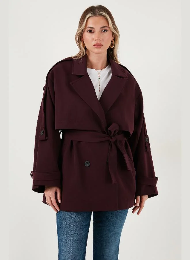 ليلا معطف ترنش نسائي مبطن بزر مزدوج من ليلا