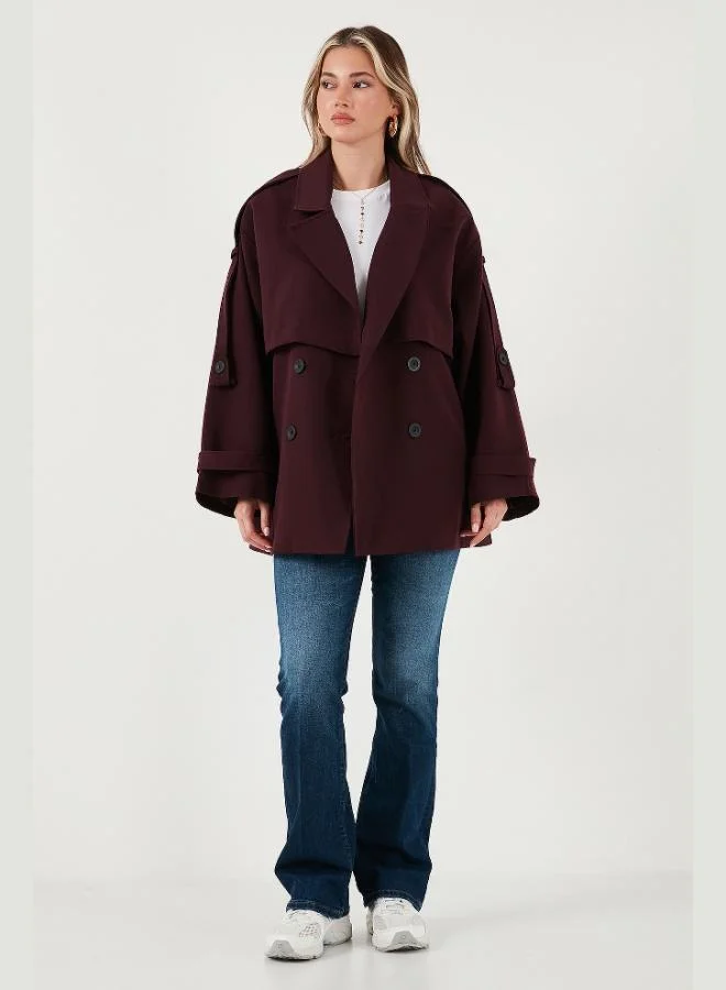 ليلا معطف ترنش نسائي مبطن بزر مزدوج من ليلا