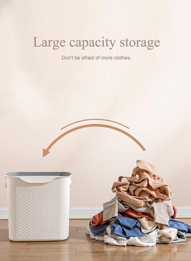 45L Large Laundry Basket Bag Dirty Clothes Basket Laundry Hamper With Handles Toys Storage Bucket Durable for Bathroom Balcony Bathroom Living Room