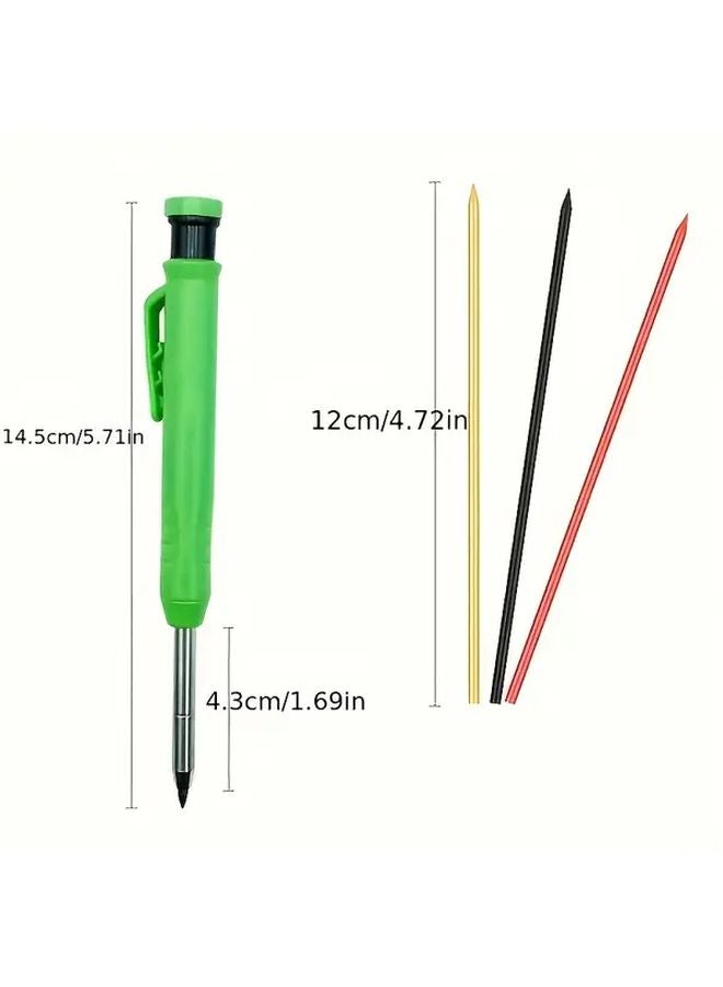 Deep Hole Marker Pencil 2.8mm With Built In Sharpener For Wood Metal Plastic Includes 6 Refills Red Woodworking Pen - Image 4