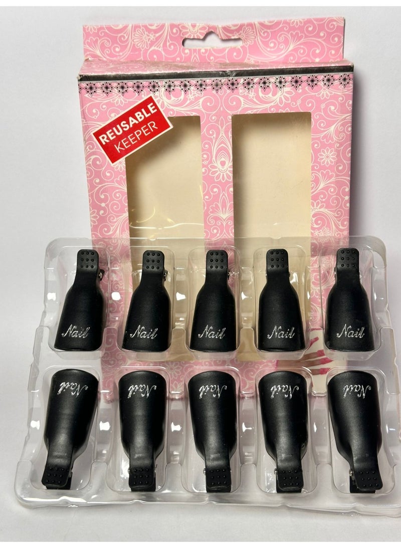 maya accessories Acrylic Plastic Clips Gel Nail Polish Remover Clips for Nail Art, Set of 10 Pieces may vary color - Image 1