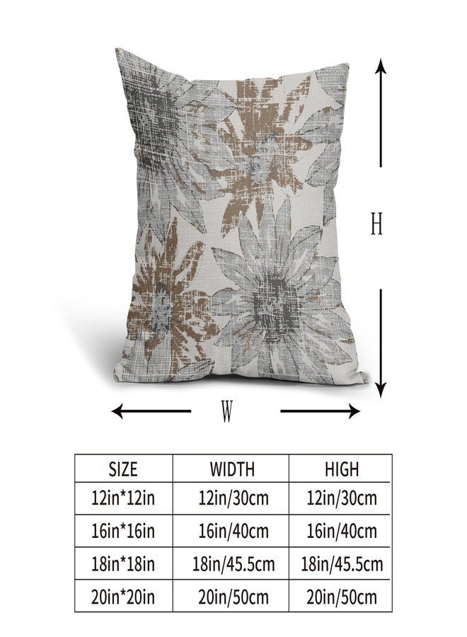 Sweetshow Brown Grey Gray Pillow Covers 20x20 Set of 2 Retro Sunflower Flowers Print Decorative Throw Pillows Outdoor Modern Art Floral Pillowcase Square Linen Cushion Case for Home Sofa Couch Bed - Image 5
