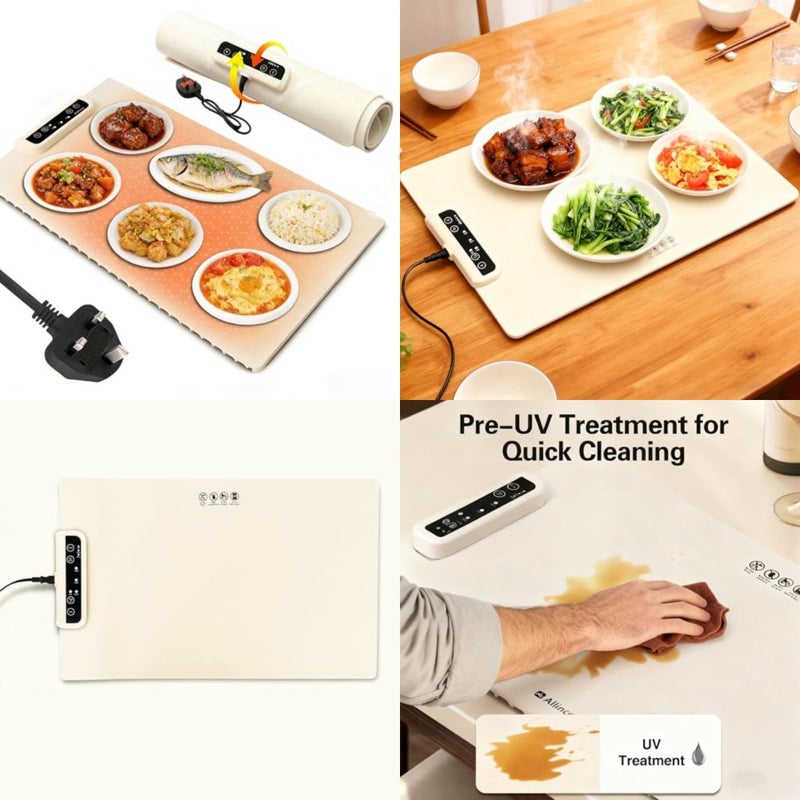 Portable Food Warmer Multi-Functional Family Food Warmer Plate - Electric Heating Tray with 3 Temperature Settings, Rollable and Portable, for Home Use and Parties 24x15in - Image 1