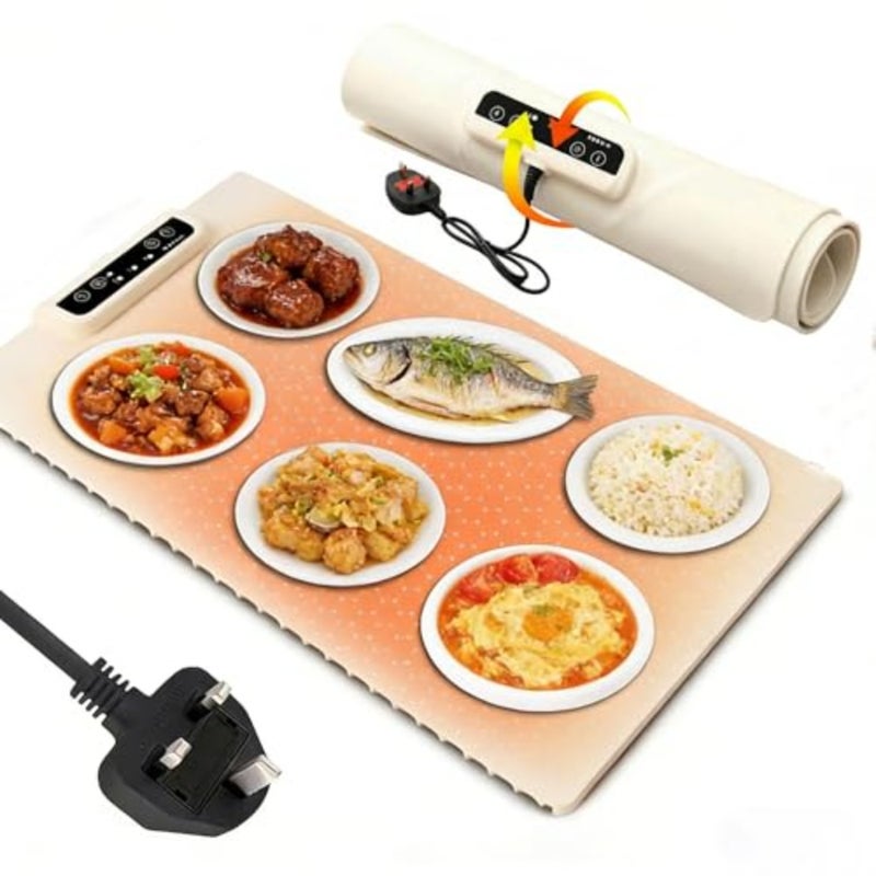 Portable Food Warmer Multi-Functional Family Food Warmer Plate - Electric Heating Tray with 3 Temperature Settings, Rollable and Portable, for Home Use and Parties 24x15in - Image 2